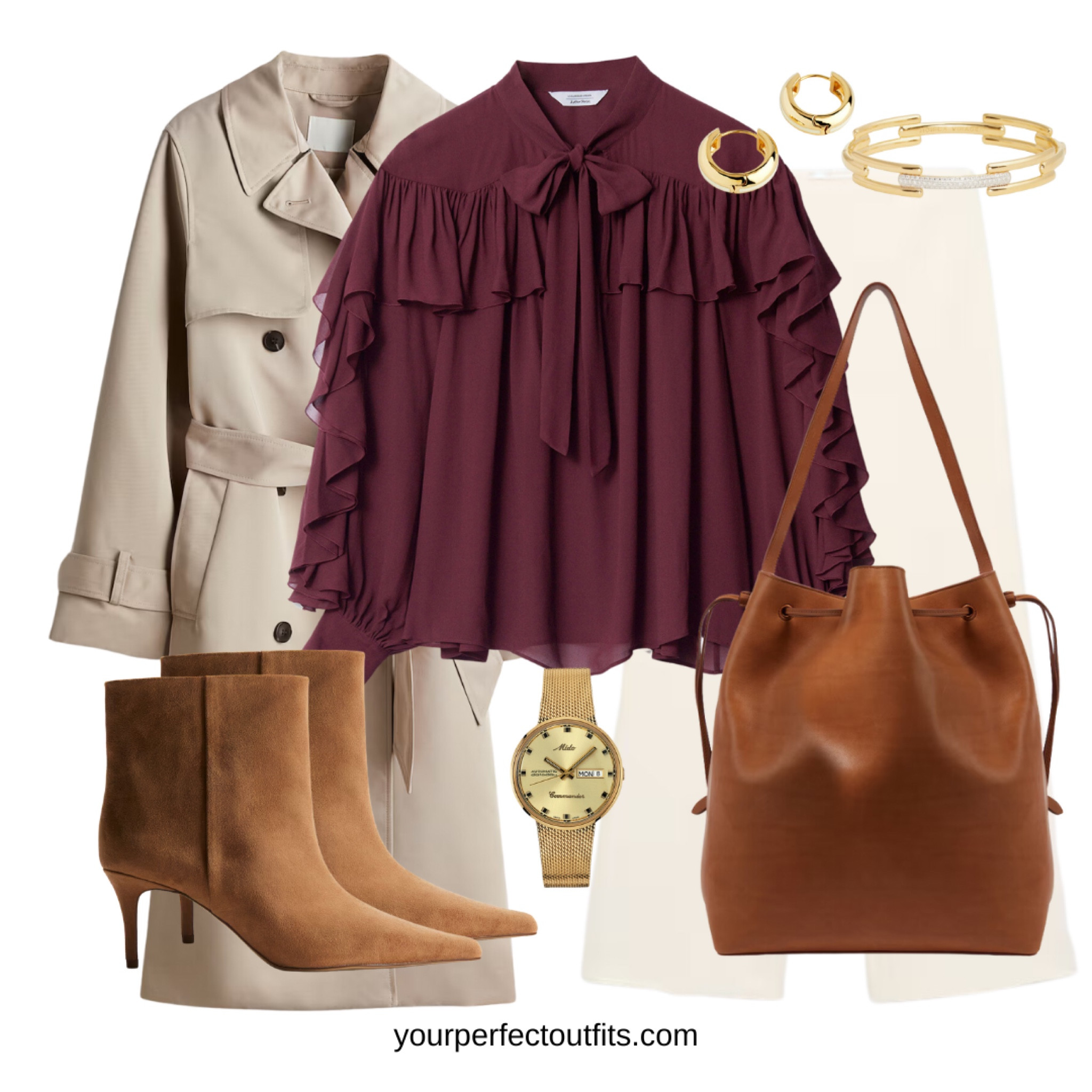 Autumn looks with a burgundy ruffled blouse 
Fall outfit inspiration 
Workwear 

#LTKFindsUnder50 #LTKU #LTKActive