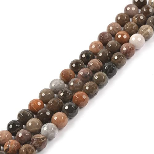 Natural Petrified Wood Fossil 8mm Gemstone Faceted Round Loose Strand Beads for DIY Necklace Bracelet Jewelry Making 15 Inch | Amazon (US)