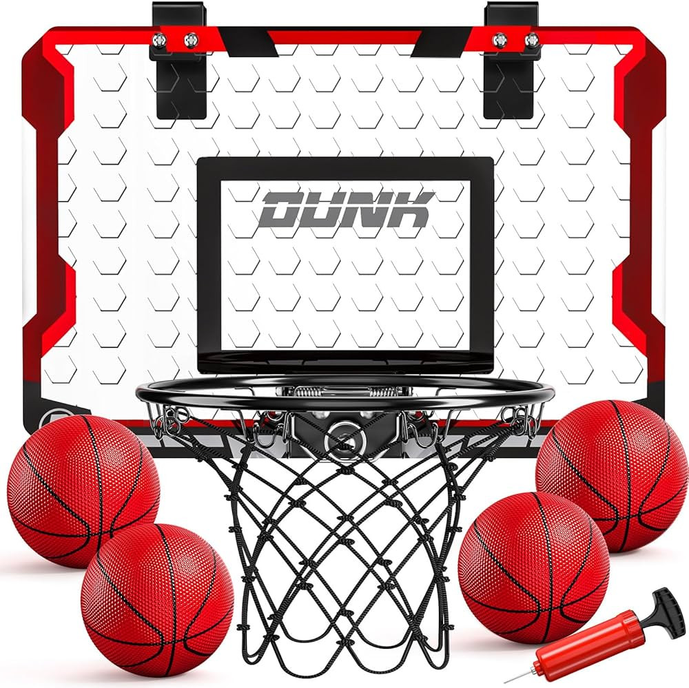 TEMI Basketball Hoop Indoor, Mini Basketball Hoop with 4 Balls, Over The Door Basketball Hoop for... | Amazon (US)