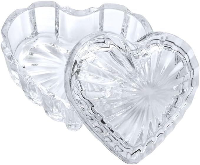 RockTrend Heart-Shaped Glass Storage Box Embossed Jewelry Box with Lid | Amazon (US)