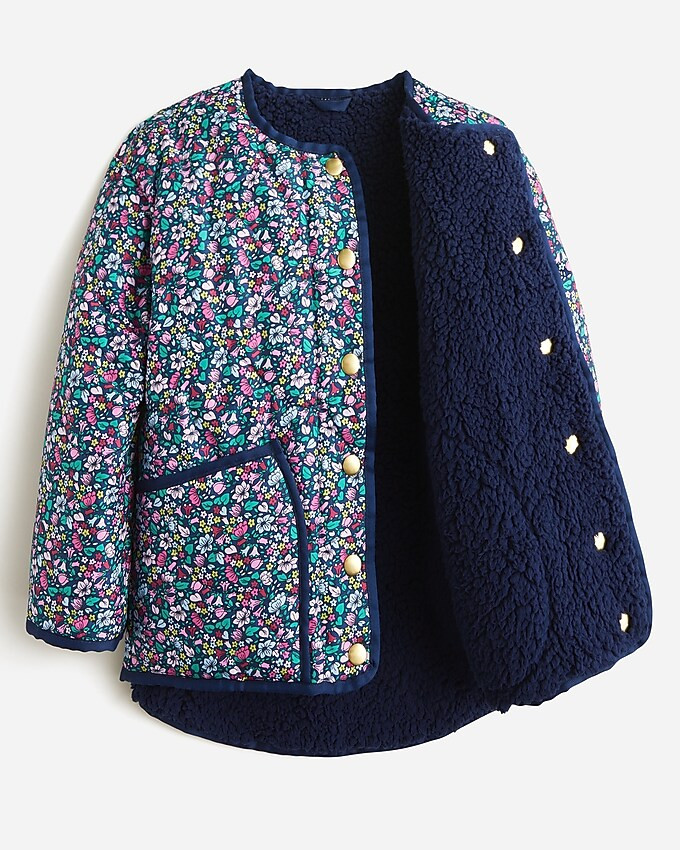 Girls' reversible quilted sherpa jacket | J. Crew US