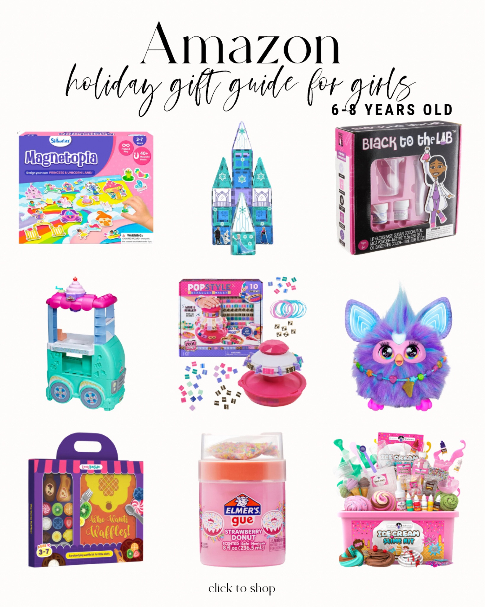 Amazon holiday gift guide for girls age 6-8 years old. Furby, magnetiles, slime and more  

#LTKGiftGuide #LTKHoliday #LTKkids