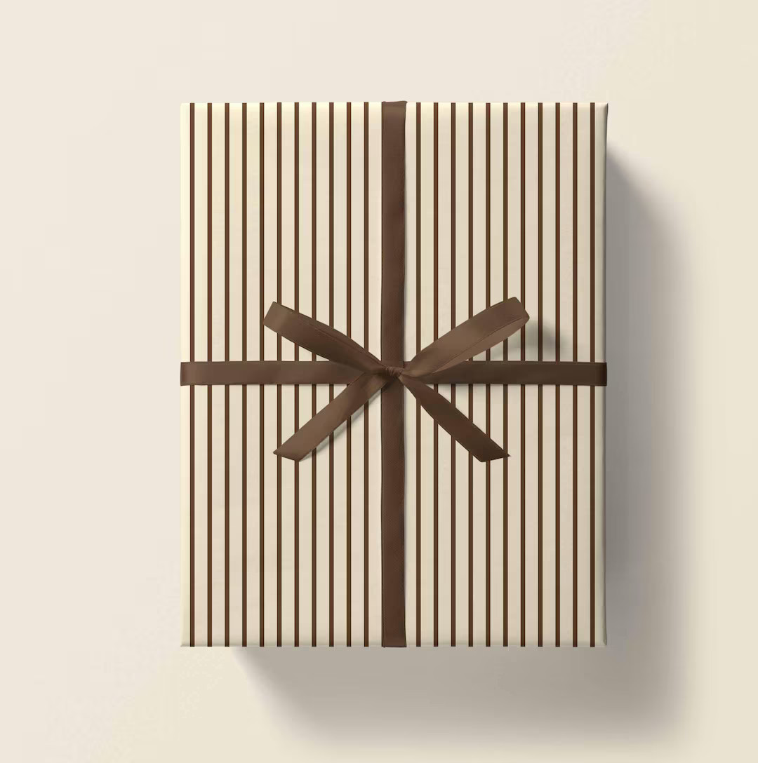 Wrapping Paper: Ivory and Chocolate French Stripe gift Wrap, Birthday, Holiday, Christmas - Etsy | Etsy (US)