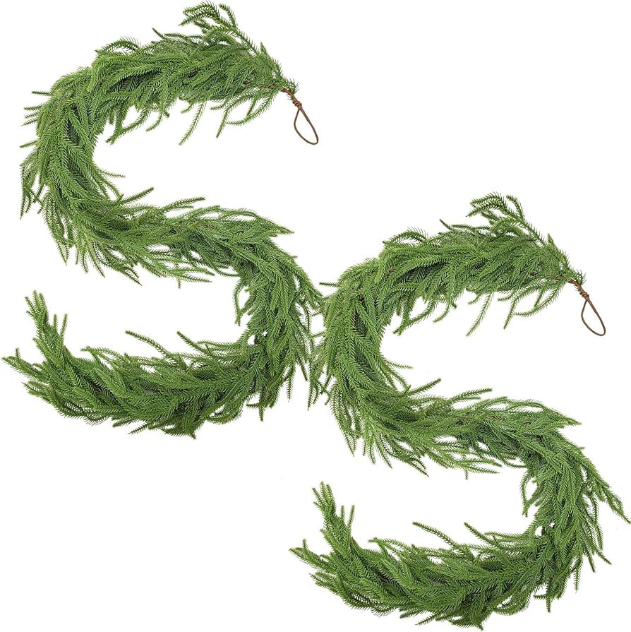 Norfolk Pine Garland Christmas Garland Set -2X 6FT Realistic Artificial Cedar Garland Christmas G... | Amazon (US)