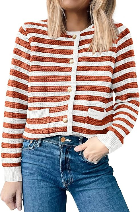 ANRABESS Womens Cardigan Sweater Long Sleeve Button Down Lady Tweed Knit Jackets 2025 Fall Outfit... | Amazon (US)