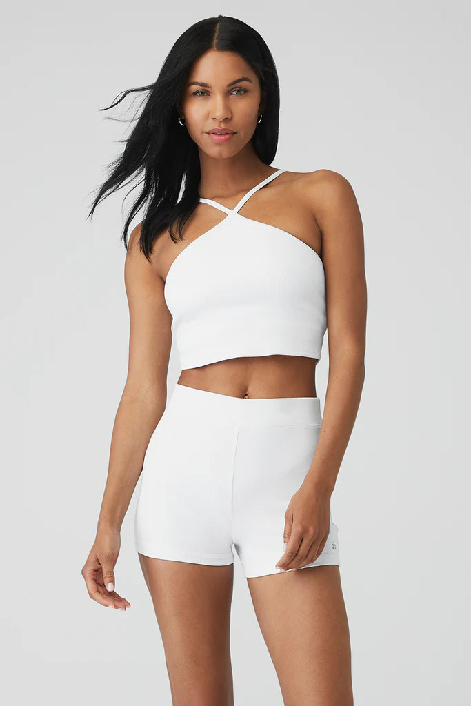 Goddess Ribbed Cross Crop Top | Alo Yoga (US)