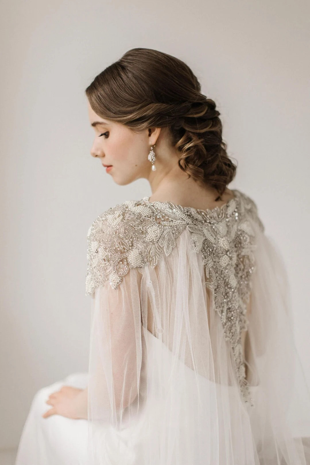 LAKSHMI Luxury Pearl & Silk Wedding Cape Veil, Bridal Cape, Bridal Separates, Cape Veil, Crystal ... | Etsy (US)