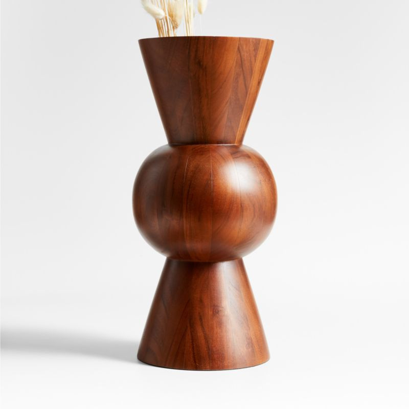 Century Turned Acacia Wood Vase 16" + Reviews | Crate & Barrel | Crate & Barrel