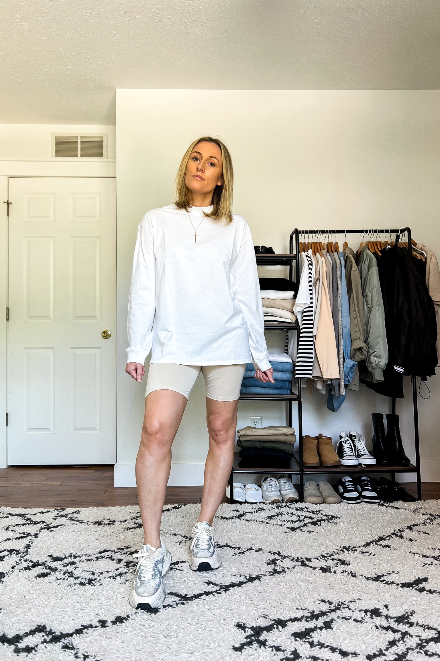 Summer outfit. Summer outfits. Spring outfit. Spring outfits. Casual outfit. Casual outfits. Sports mom outfit.

Sizing
Shirt is a small.
Bike shorts are a medium. Sneakers are older from Zara, but I linked similar options.

#LTKunder100 #LTKunder50 #LTKstyletip