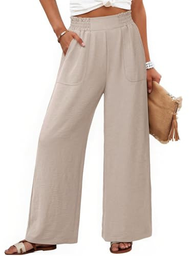 NIMIN Women Wide Leg Palazzo Pants High Waisted Casual Lounge Pants 2026 Summer Beach Vacation Ou... | Amazon (US)