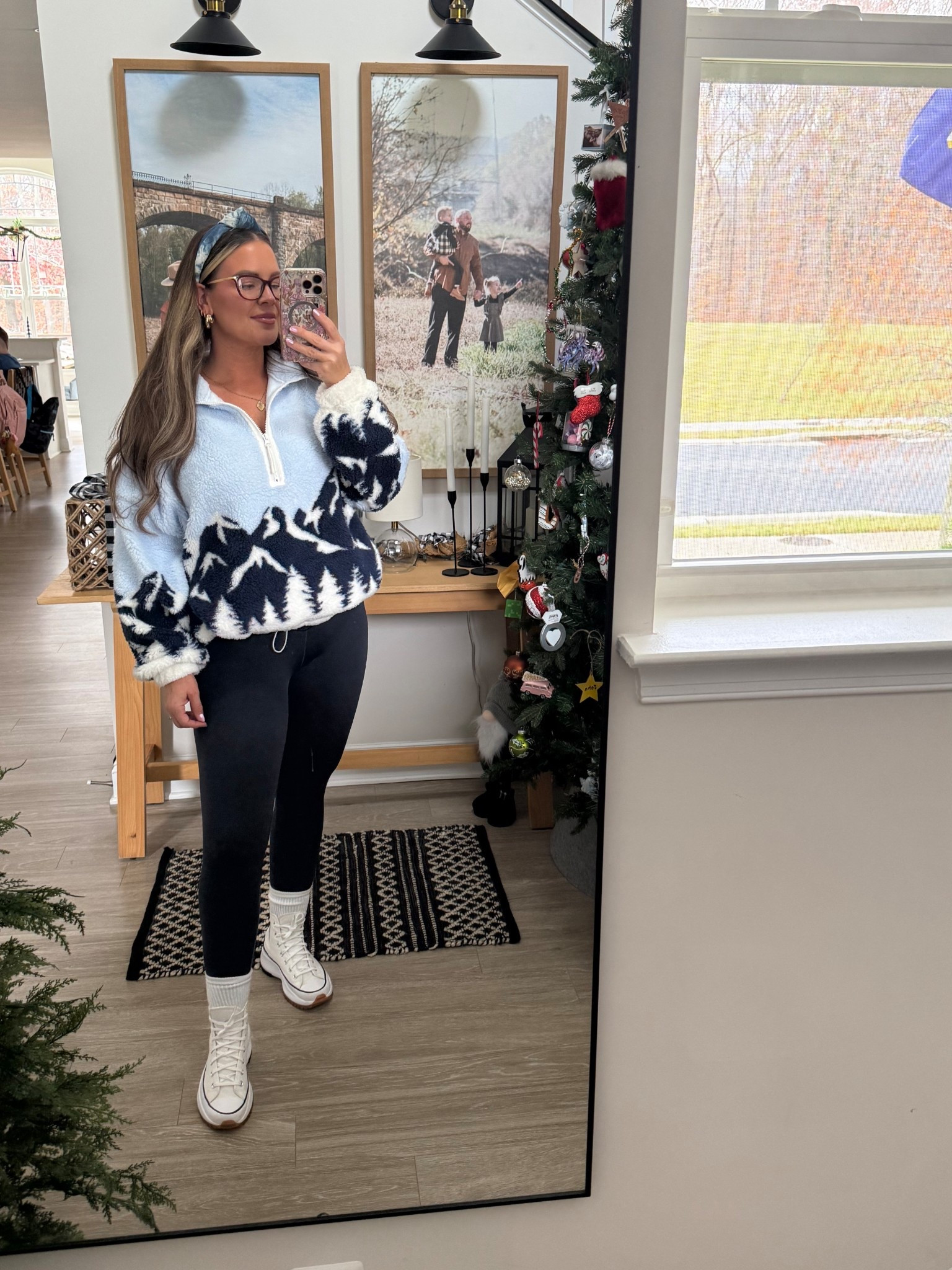 Large in pull over 
Medium in leggings 

#LTKOver40 #LTKMidsize