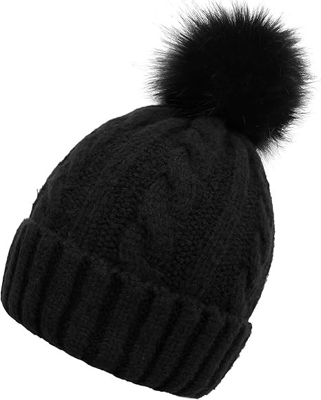 Simplicity Womens Winter Beanie Hat Cable Knitted Ski Slouchy Pom Pom Beanie | Amazon (US)