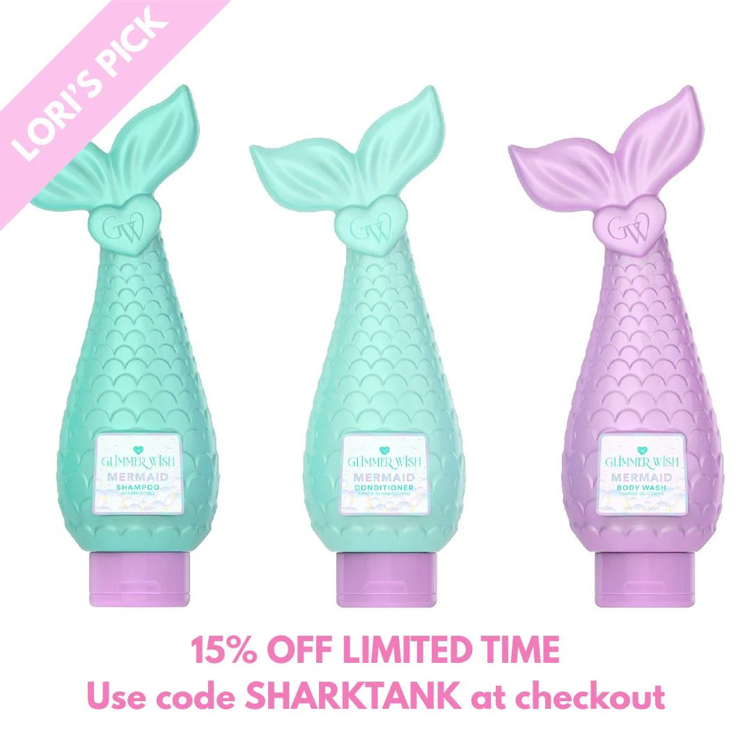 Mermaid Shampoo, Conditioner, and Body Wash 12oz Paraben Free Essential Set Glimmer Wish | Glimmer Wish