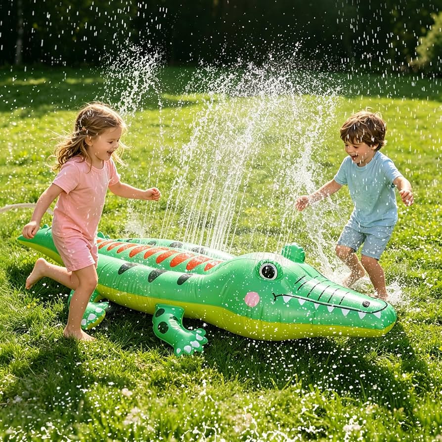 Sprinkler for Kids Large Inflatable Crocodile Water Toys, Kids Sprinklers for Yard, Outdoor Water... | Amazon (US)
