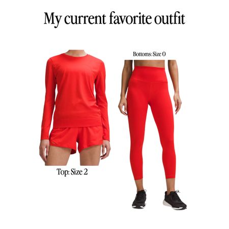 Lululemon outfit - casual outfit - everyday outfit - mom outfit - red leggings - red long sleeve top 