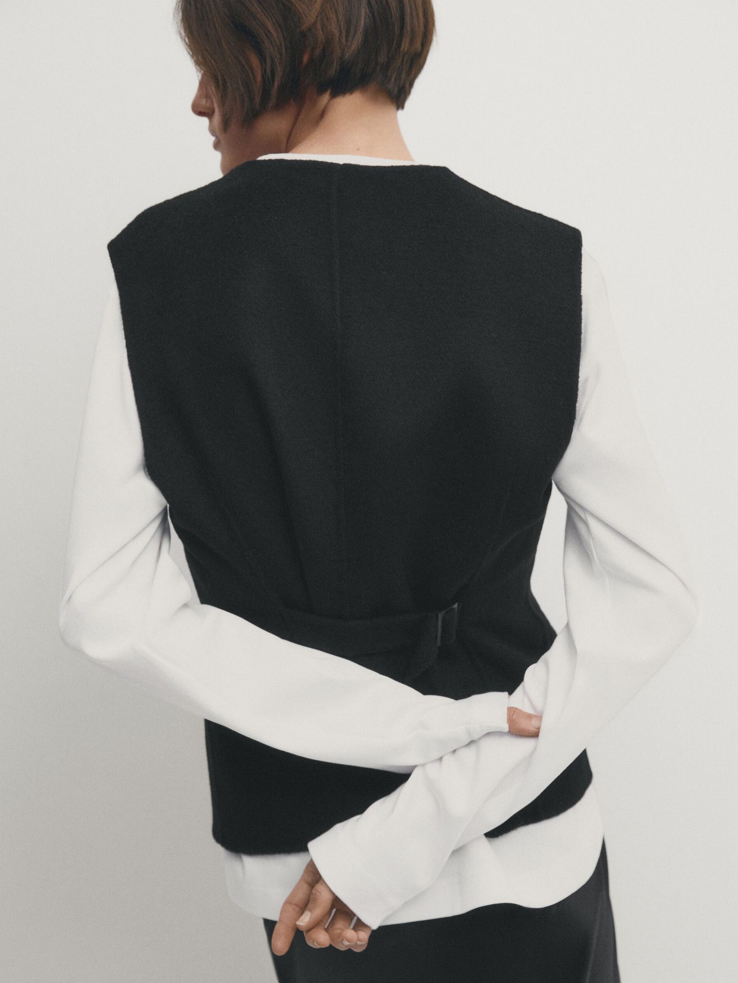 Black wool blend waistcoat | Massimo Dutti (US)