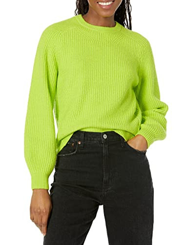 Amazon Essentials Ribbed Long Sleeve Sweaters for Women, Crewneck, Lime Green, Large | Amazon (US)