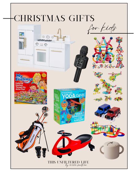 Some of our tried and true favorites that will make great Christmas gifts for your littles this year! 
Christmas gift ideas for kids - Christmas present Inspo for children - toys for kids - games for kids - play kitchen - kids golf clubs - feelings game - yoga for kids - portable microphone - gifts for toddlers - gifts for young children 

#LTKGiftGuide #LTKHoliday #LTKSeasonal