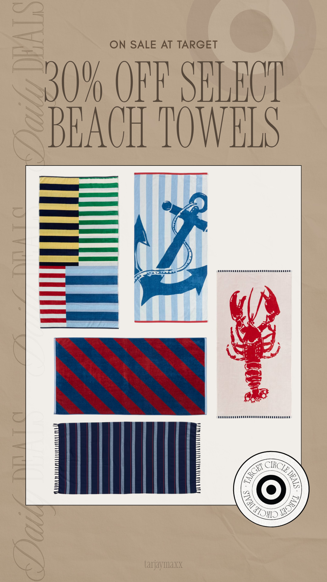 These Room Essentials beach towels are making me want a full coastal summer 🌊☀️ the lobster and nautical prints are SO cute for beach days, pool trips, lake weekends, or even just laying out on the patio. plus 30% off is such a good deal! target deals, target circle deals, beach towels, summer essentials, pool day essentials, beach vacation, coastal style, nautical decor, vacation outfits beach, summer home finds, poolside aesthetic, room essentials target, beach day, lake trip essentials, summer finds, summer outfits, memorial day outfit, vacation outfits beach, work outfits, date night outfits, country concert outfits, summer dresses, plus size fashion, wedding guest dress summer 

 #LTKSeasonal #LTKHome #LTKSwim