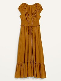 Waist-Defined Puff-Sleeve Clip-Dot Midi Dress for Women | Old Navy (US)