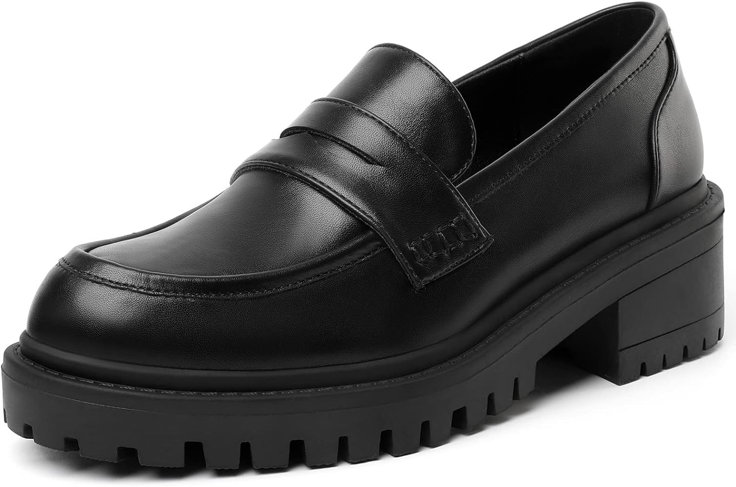 Mostrin Platform Loafers for Women with Chain Slip On Round Toe Chunky Loafer Shoes Penny Casual ... | Amazon (US)