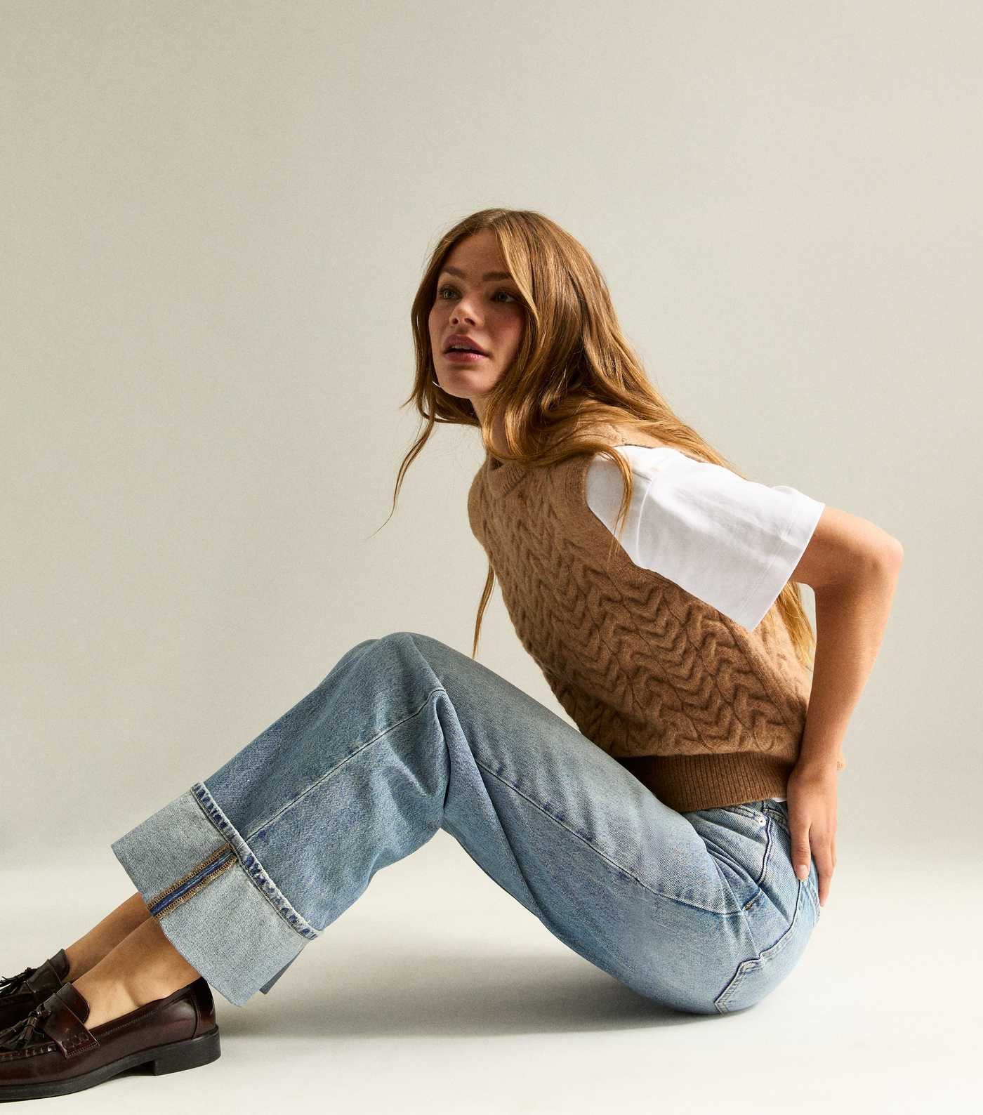 Blue Relaxed Turn Up Wide Leg Jeans | New Look | New Look (UK)