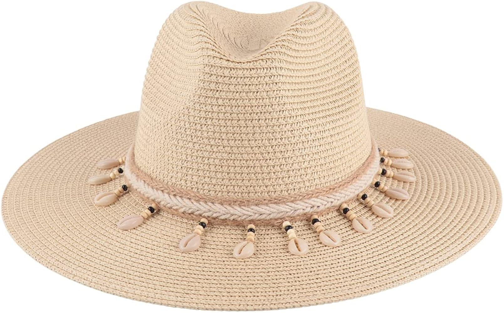 Women's UV Sun Protection Foldable Floppy Beach Hat - Fashion Travel Summer Wide Brim Straw Cap, Fab | Amazon (US)