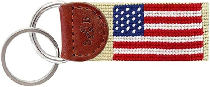 Smathers & Branson American Flag Needlepoint Key Fob in Khaki | Amazon (US)