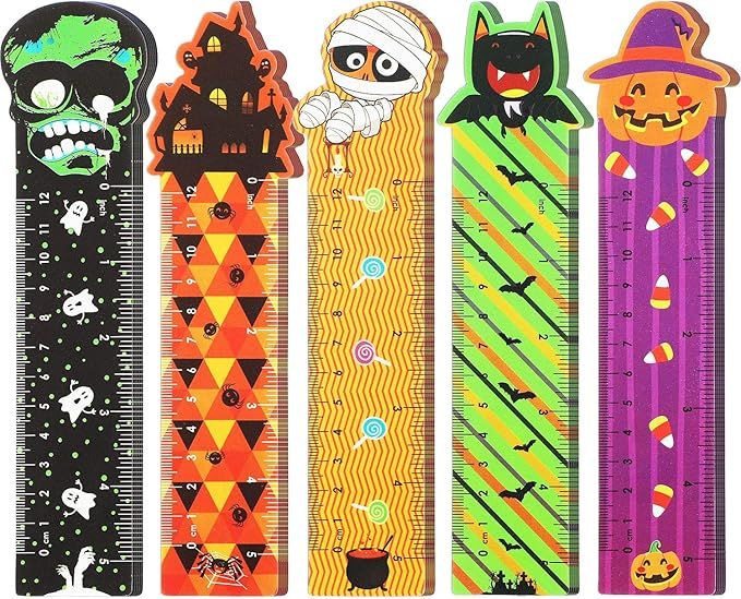 45 Pieces Halloween Bookmark Rulers, Ruler Markers with Halloween Themed Prints for Classroom Rew... | Amazon (US)
