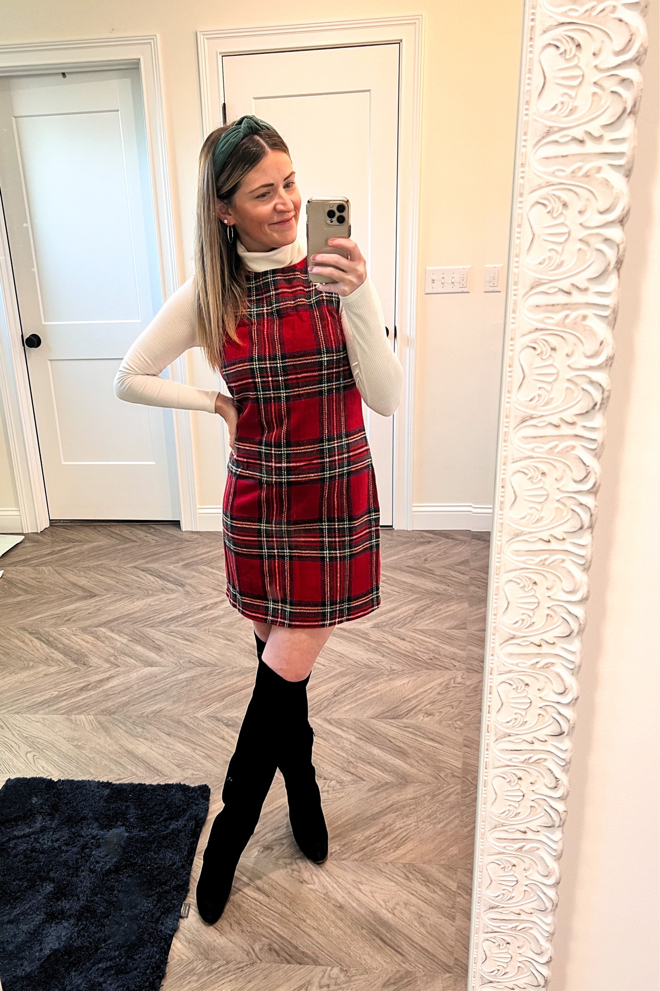 open lace back dress Red Plaid Dress main image 0