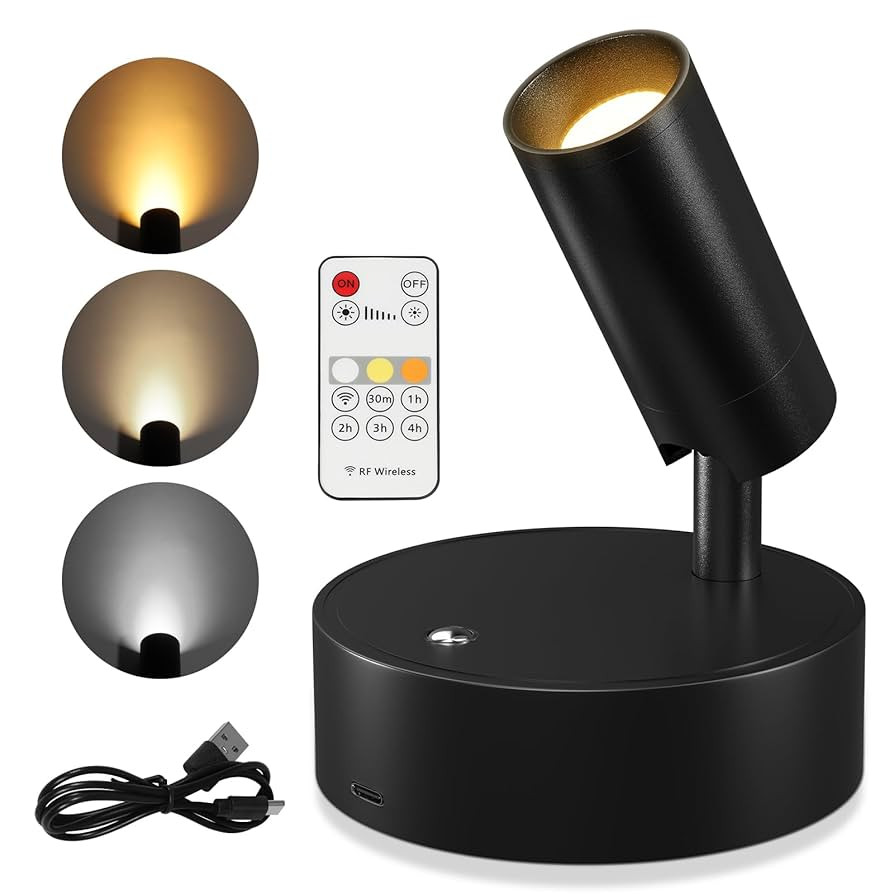 Wireless Led Spotlight Indoor, Rechargeable Uplighting Indoor with Remote Dimmable, 350° Rotate,... | Amazon (US)