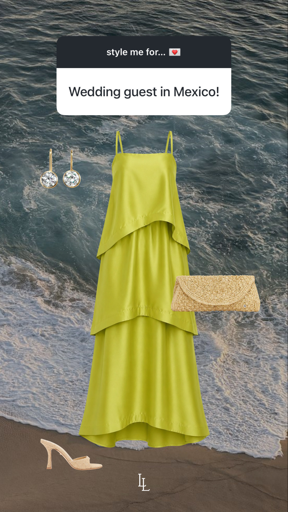 outfit inspo for a wedding guest in Mexico! 
baublebar earrings, showmeyourmumu green dress 

 #LTKWedding