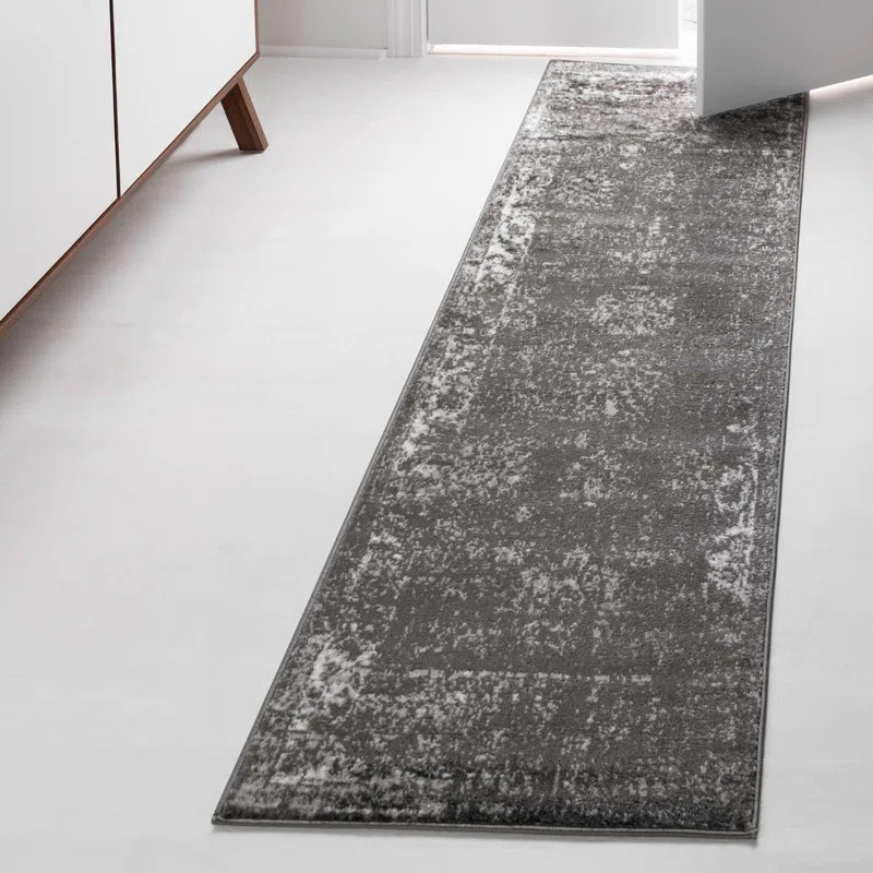 Brandt Machine Woven / Power Loomed Performance Dark Gray Rug | Wayfair North America