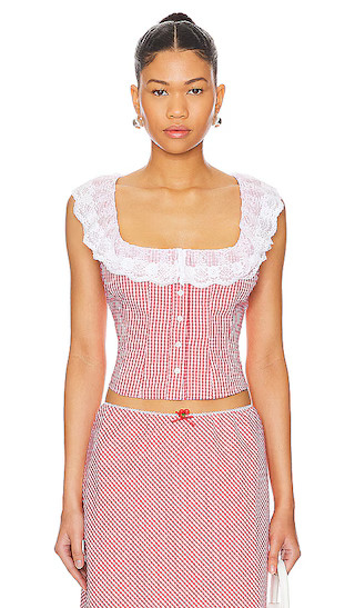 Paloma Top in Gingham Poppy | Revolve Clothing (Global)