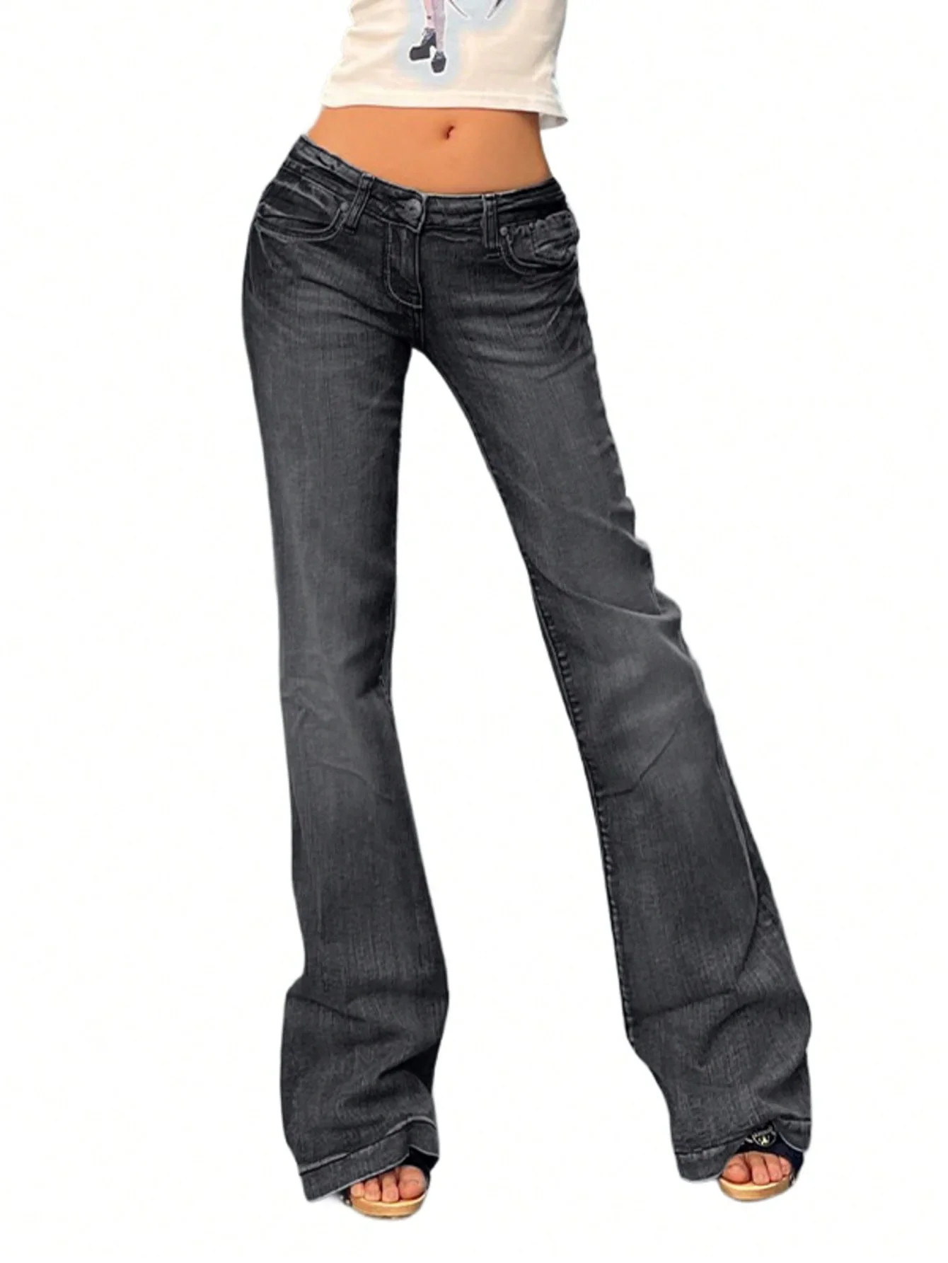 EMMIOL Women's Y2K Vintage Flare Jeans 90s Low Rise Bootcut Denim Pants Retro Stretch Fit Jeans | Walmart (US)