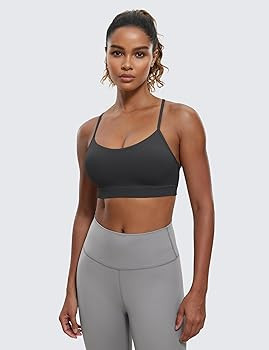 CRZ YOGA Butterluxe Womens Y Back Sports Bra - Padded Racerback Low Impact Spaghetti Thin Strap W... | Amazon (US)