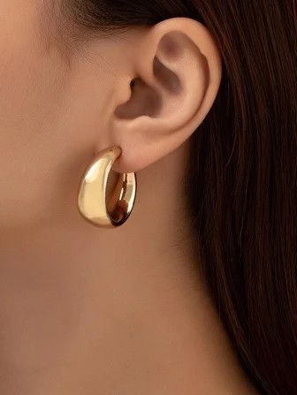 1pair Fashion Plastic Minimalist Wide Hoop Earrings For Women For Daily Life | SHEIN