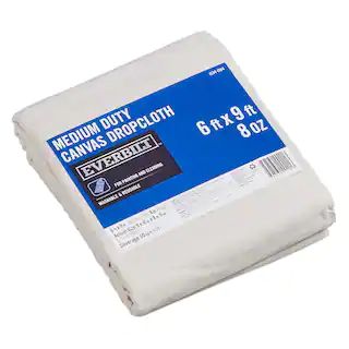 Everbilt 6 Ft x 9 Ft Medium Duty Canvas Drop Cloth, Beige / Cream | The Home Depot