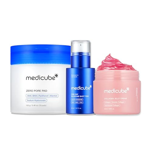 medicube Affordable Trio for Pore & Texture Care: Zero Pore Pads 2.0 and Zero Exosome Shot 7,500 PPM Spicule Facial Serum and Collagen Jelly Cream(50ml) | Korean Skincare Set, Gift Sets | Amazon (US)
