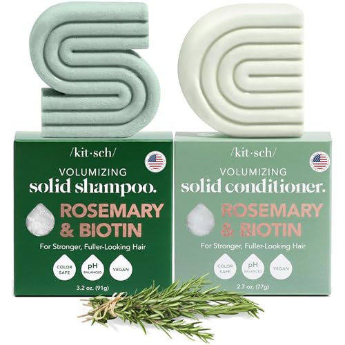 Kitsch Rosemary & Biotin Shampoo and Conditioner Set for Hair Growth - Strengthening, Thickening & Volumizing Shampoo and Conditioner Bar - Paraben, Sulfate & Silicone Free - Made in USA - 2 pack | Amazon (US)