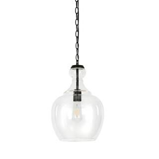 Meyer&Cross Verona 1-Light Blackened Bronze Pendant with Clear Glass Shade PD0273 - The Home Depo... | The Home Depot