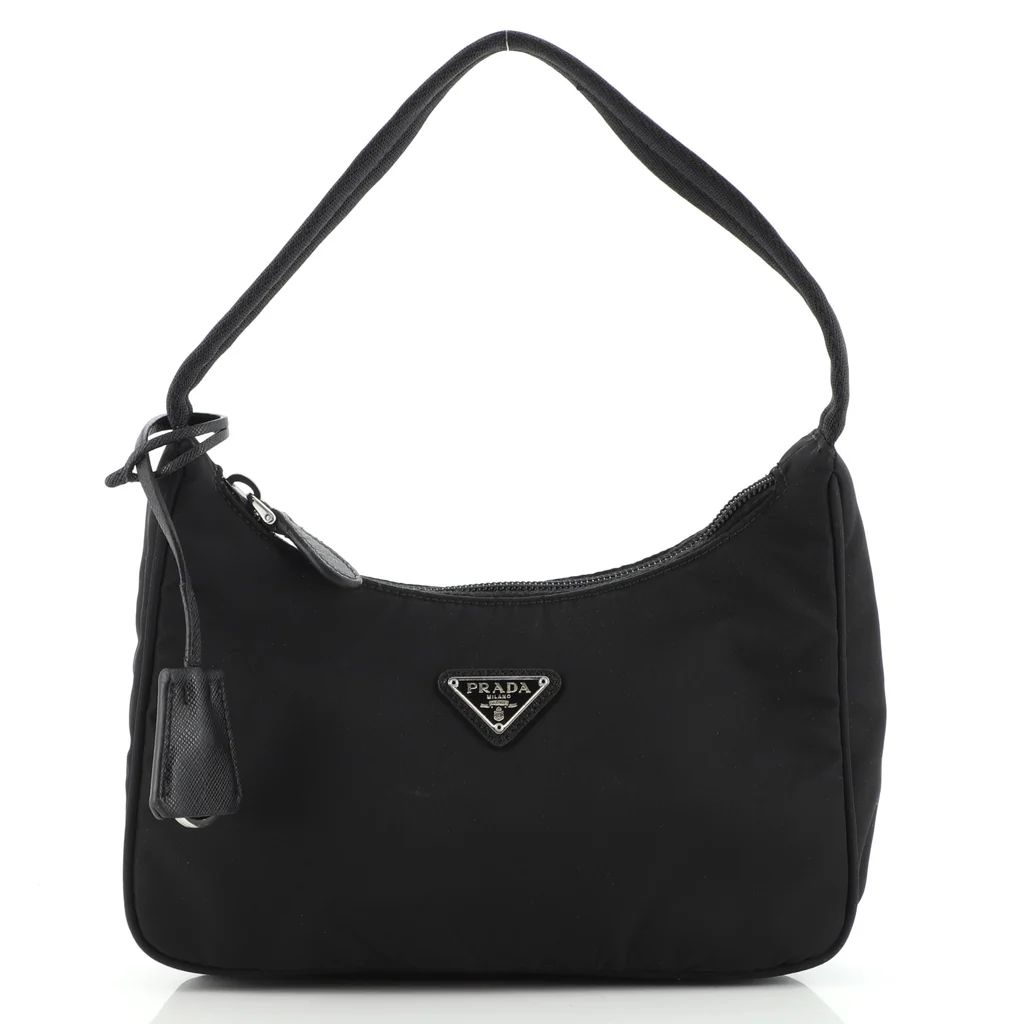 Prada Re-Edition 2000 Hobo Tessuto Mini Black 1277401 | Rebag