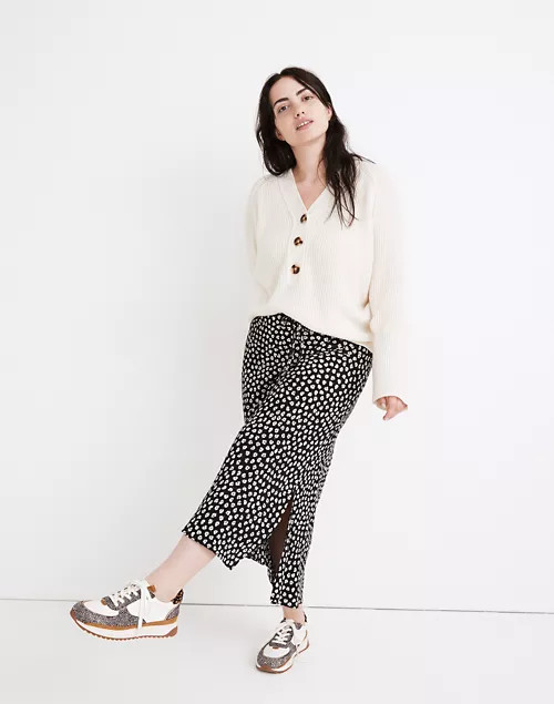 Drawstring Midi Slip Skirt in Woodcut Flowers | Madewell