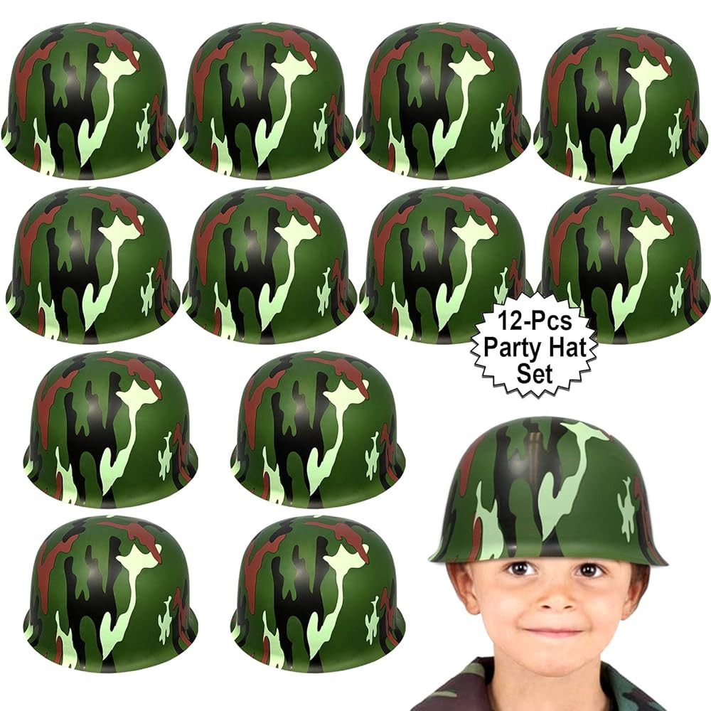 Anapoliz Army Helmets for Kids | 12 Count Plastic Camouflage Hats | Soldier Helmet Party Favors |... | Amazon (US)