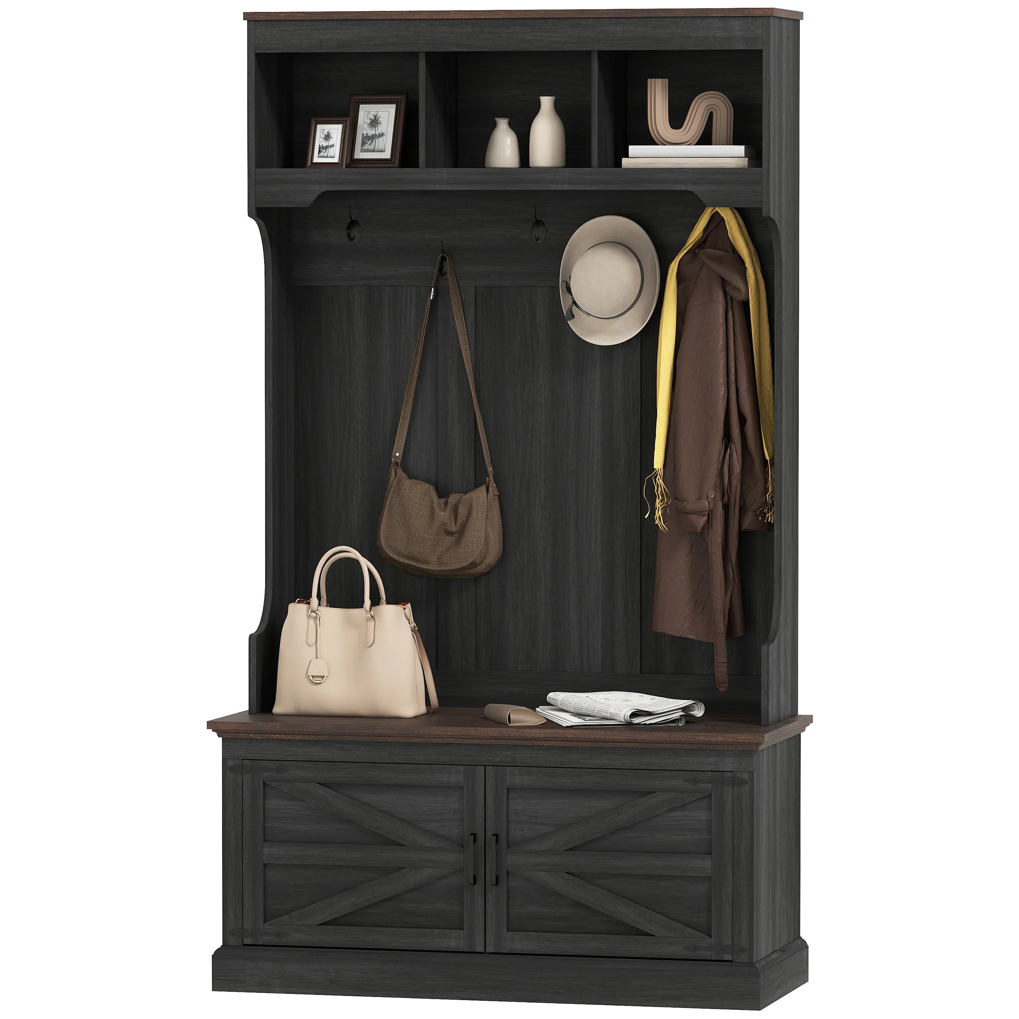3-in-1 Entryway Hall Tree with Bench and Shoe Storage | Shop Simon