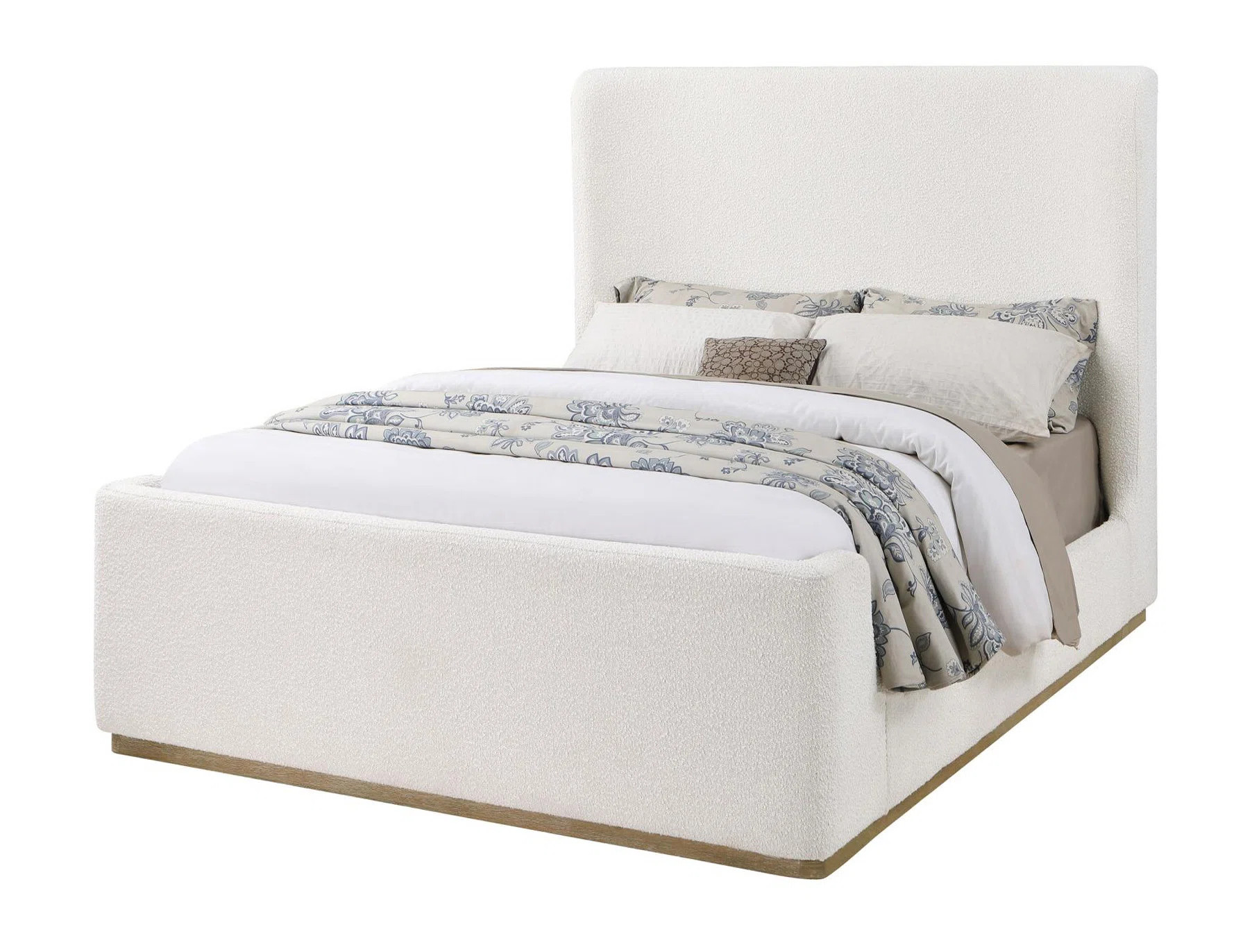 Everly Quinn Frihart Cream Upholstered Wingback Platform Sleigh Bed | Wayfair | Wayfair North America