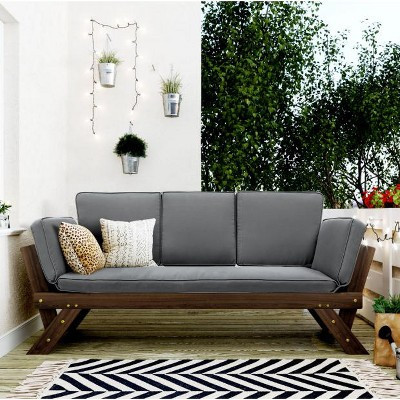 Expandable Outdoor Wood Daybed Set with Water Resistant Cushions, Adjustable Sofa Chaise Lounge for Patio, Balcony, Poolside, Garden | Target
