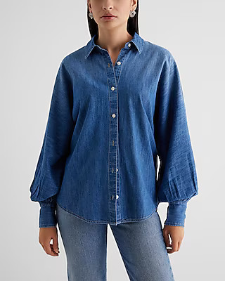 Denim Dolman Long Sleeve Portofino Shirt | Express