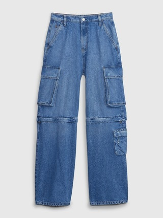 PROJECT GAP Sky High Rise Wide Baggy Cargo Jeans with Washwell | Gap (CA)