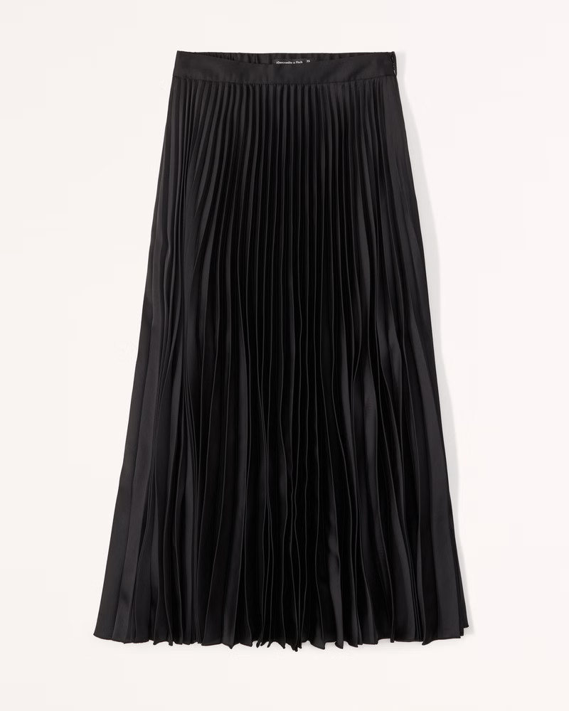 Satin Pleated Midi Skirt | Abercrombie & Fitch (US)